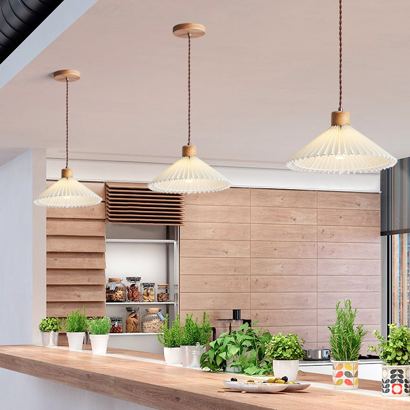 Muto Moderne LED Pendelleuchte Schlafzimmer/Wohnzimmer Weiß Holz