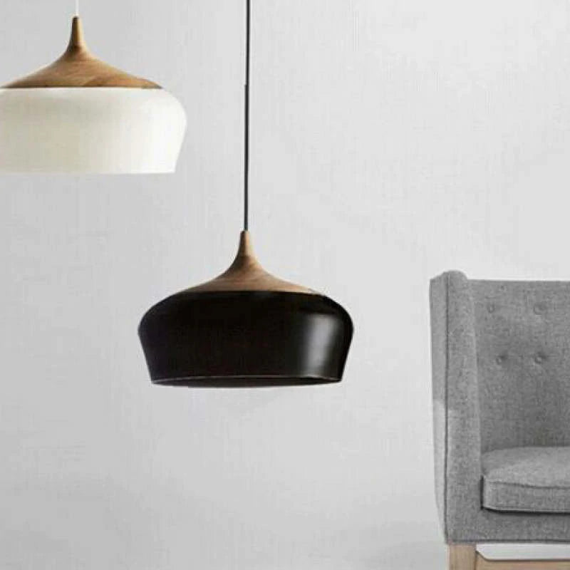 Arisha Modern Pendelleuchte Schale, Weiß/Schwarz, Esszimmer, Metall Holz