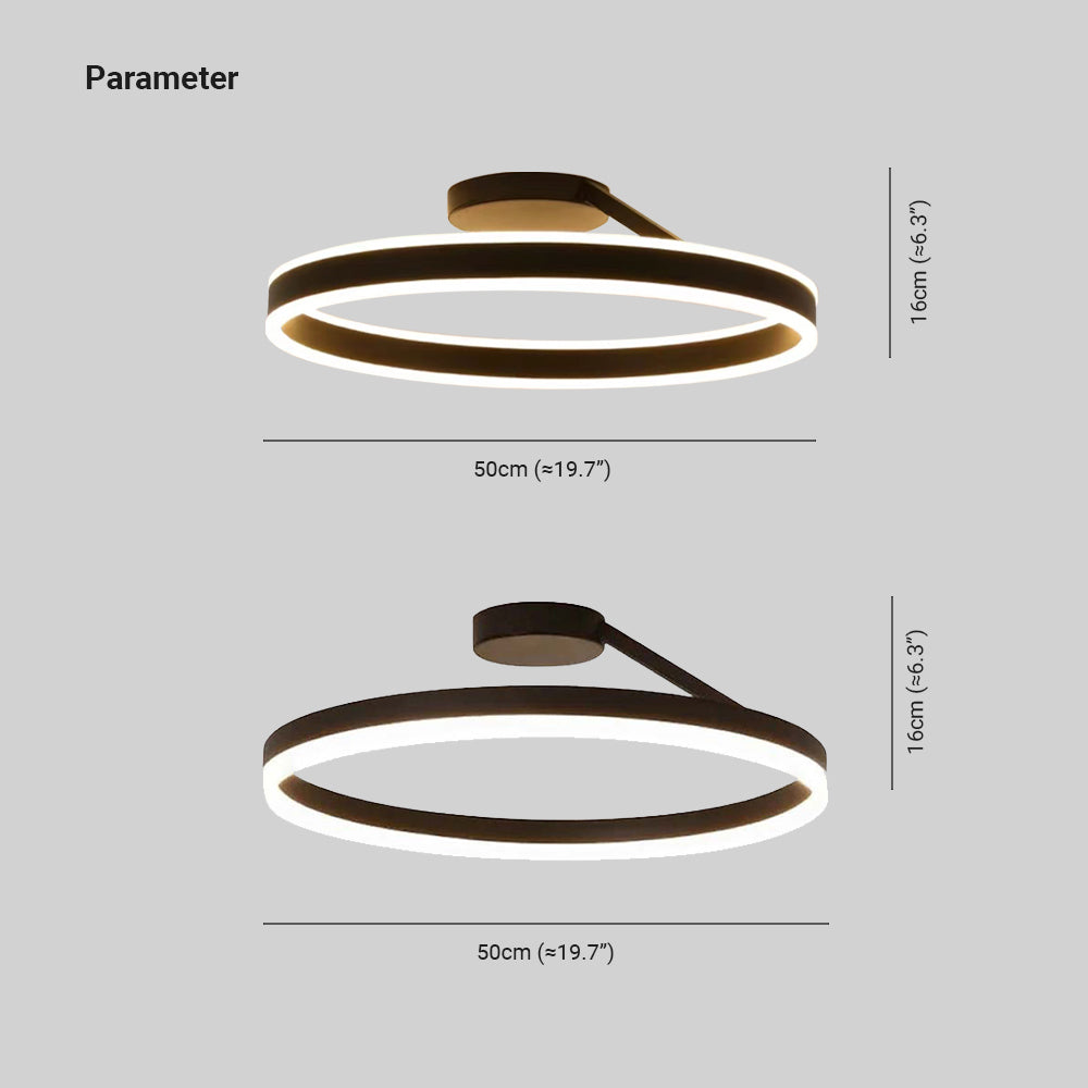 Arisha Deckenleuchte Ring Modern LED Schwarz/Weiß Wohnzimmer Flur Metall