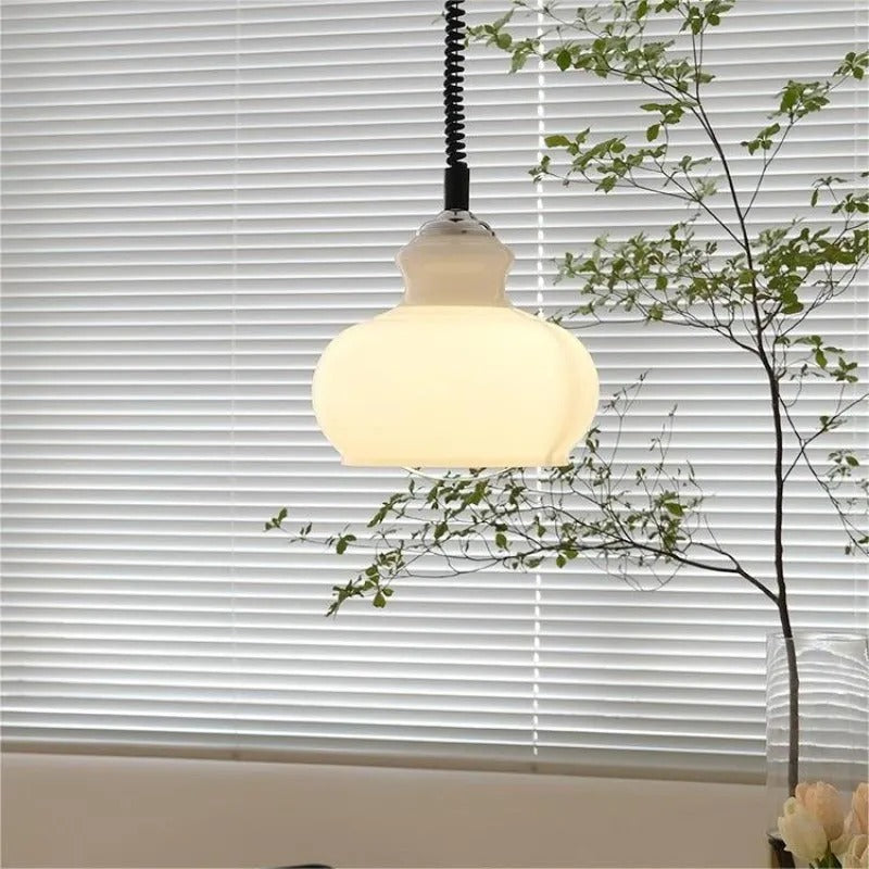 Valentina Retro LED Pendelleuchte Grün Weiß Orange Glas Wohnzimmer