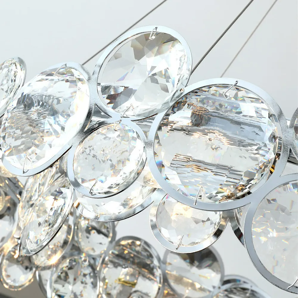Kristy Moderne LED Rund Kronleuchter Kristall Metall Wohnzimmer