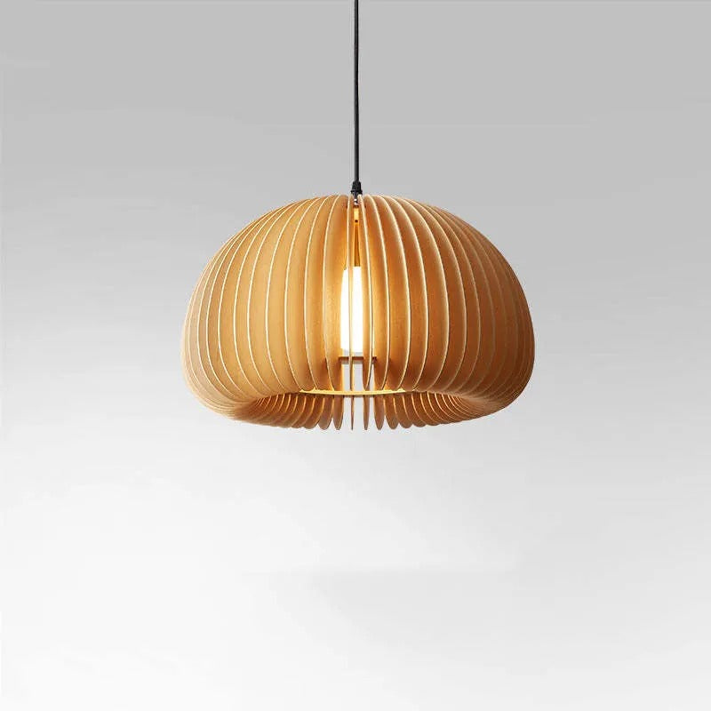 Muto Design LED Pendelleuchte Schlafzimmer/Esszimmer Holz/Metall Kürbis