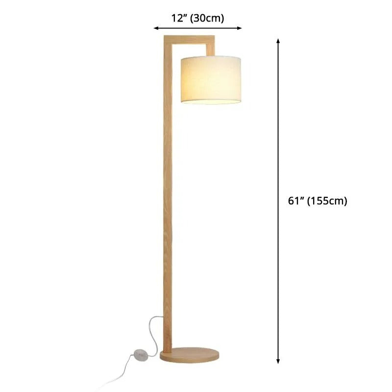 Muto Modern Stehlampe, Beige, Holz/Textil, Rechter Winkel, Schlafzimmer