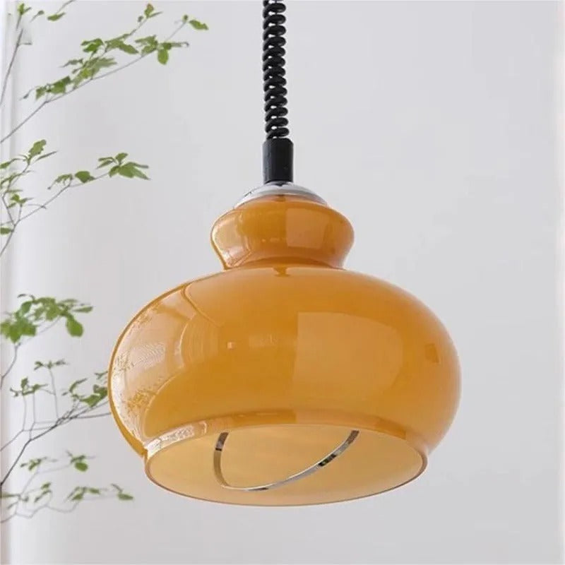 Valentina Retro LED Pendelleuchte Grün Weiß Orange Glas Wohnzimmer