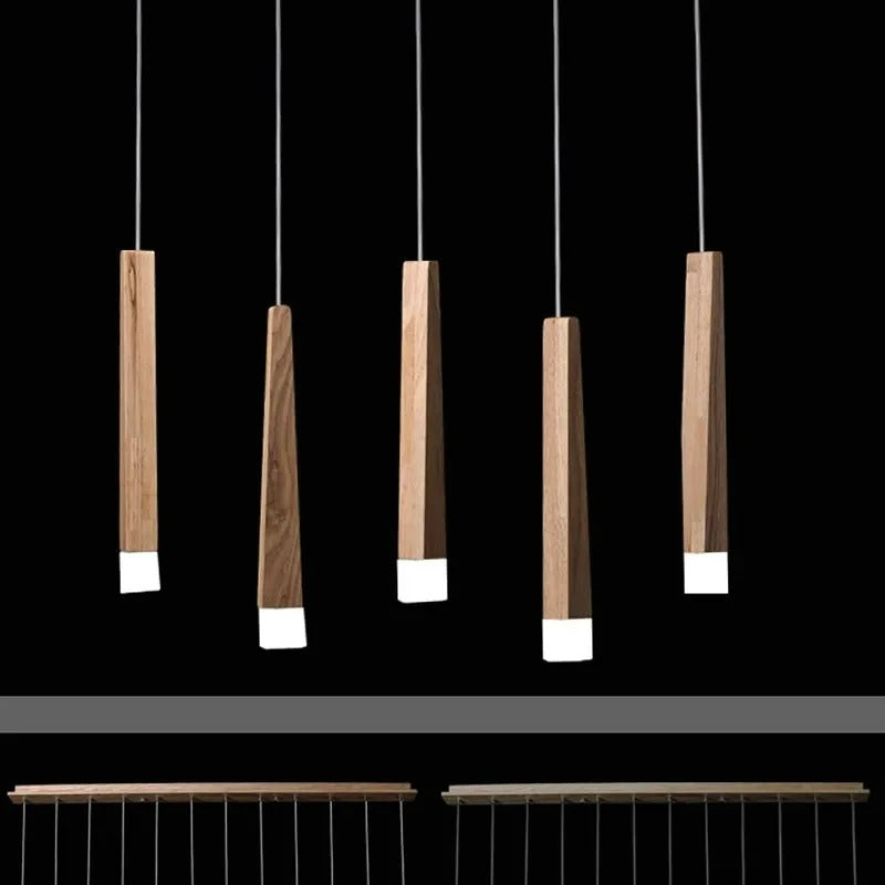 Muto Pendelleuchte Linear, Holz & Acryl für Esszimmer