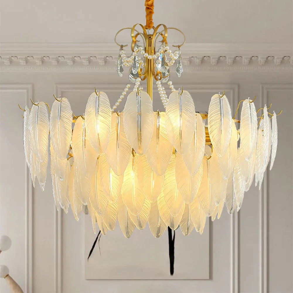Kristy Modern LED Kronleuchter Weiß Glas/Metall Ess/Schlafzimmer