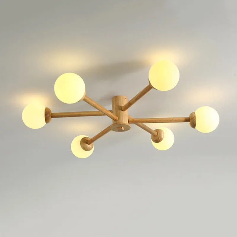 Muto Modern LED Deckenleuchte Ess/Wohn/Schlafzimmer Holz/Glas