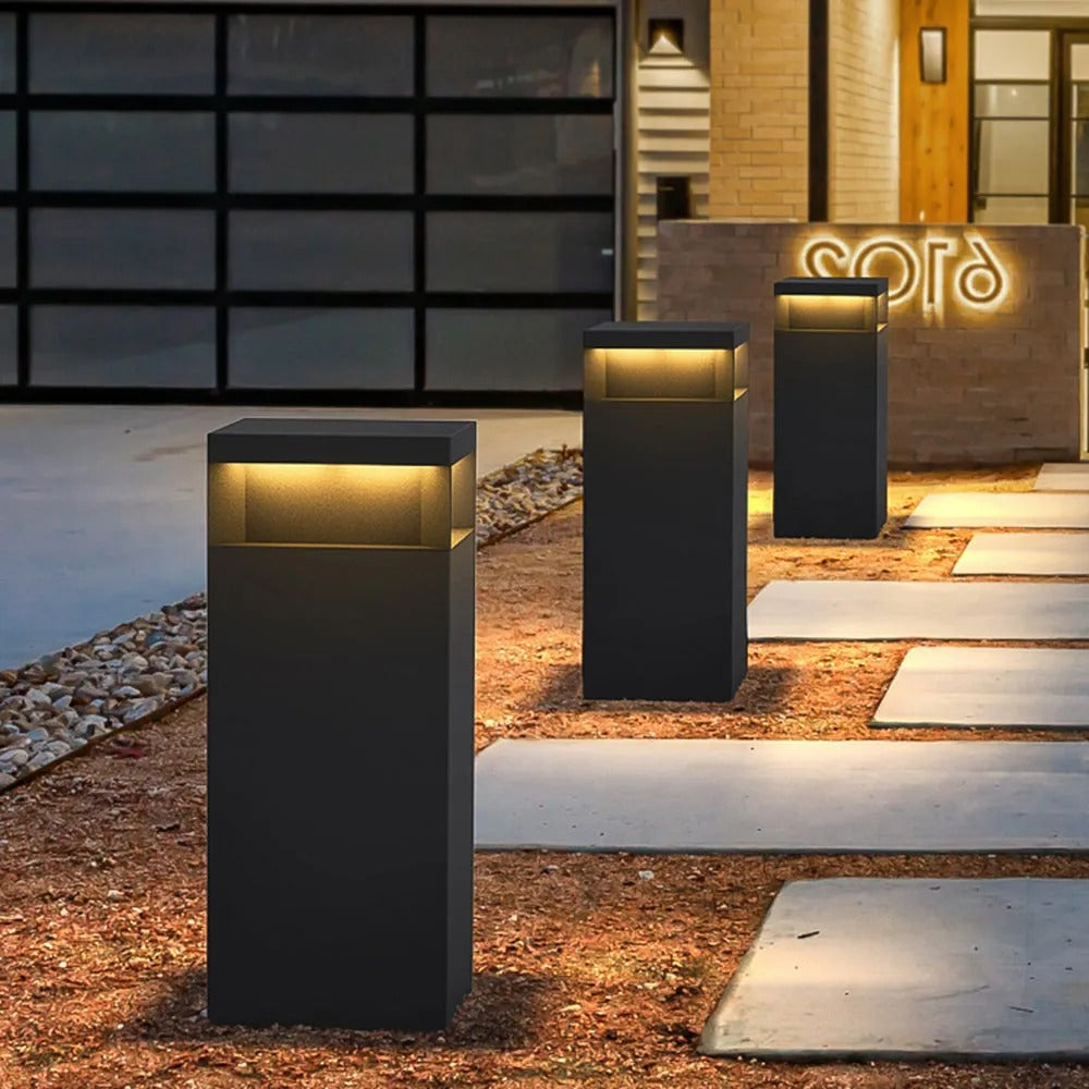 Ray Modern LED Rechteckig Solar Außenleuchte Schwarz Garten/Terrasse Metall