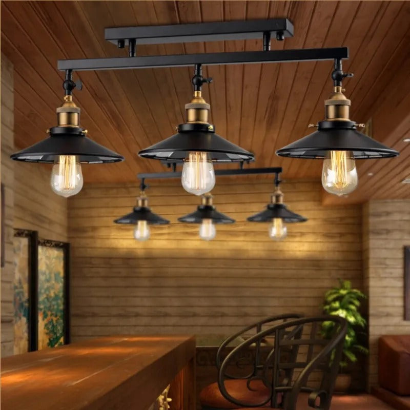 Kristy Vintage LED Deckenleuchte Schwarz Wohn/Schlaf/Esszimmer Metall 90CM Lang