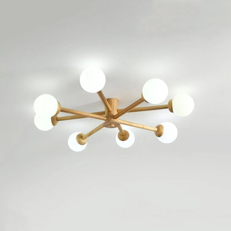 Muto Modern LED Deckenleuchte Ess/Wohn/Schlafzimmer Holz/Glas