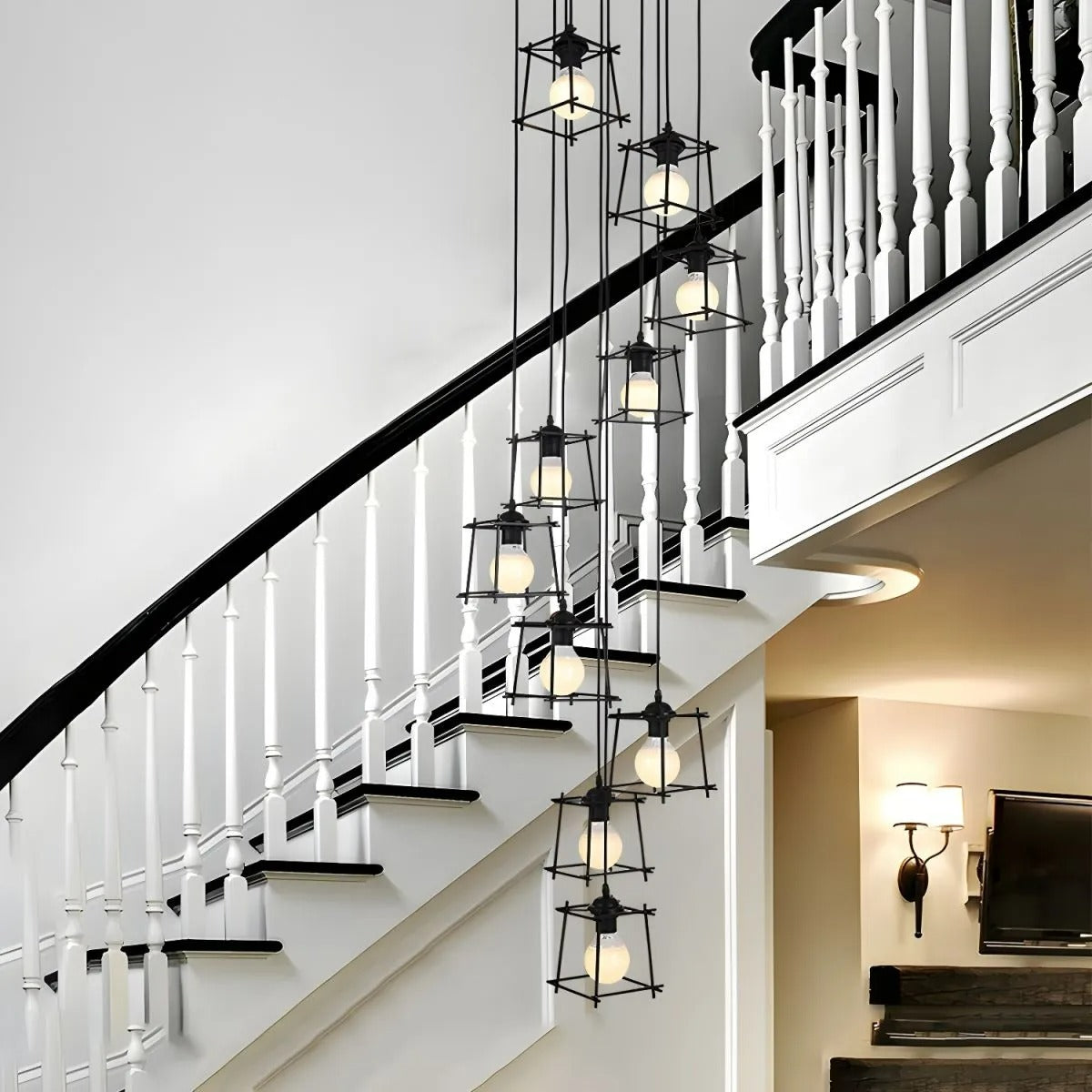 Silva Minimalistische Käfig Pendelleuchte Wohnzimmer, Schwarz