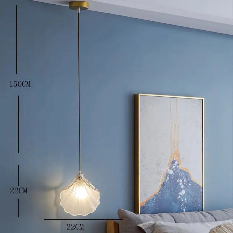 Modern Pendelleuchte Perlenmuschel Schlafzimmer, Weiß, Acryl Metall