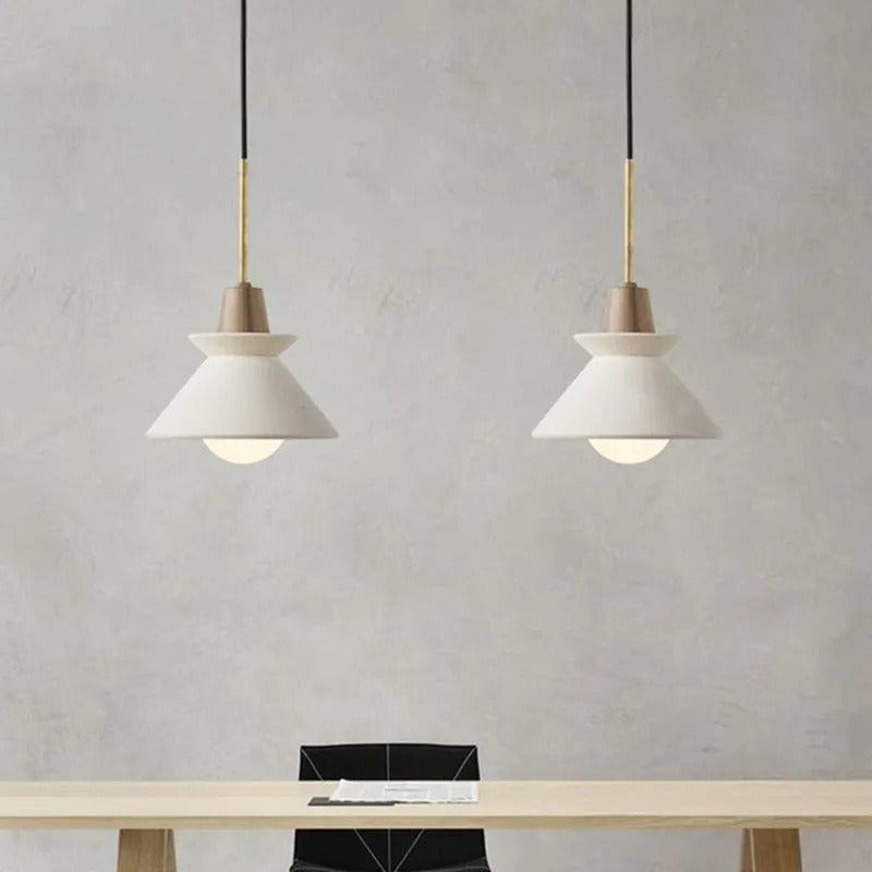 Muto Modern LED Pendelleuchte Kuppel Esstisch, Weiß, Metall & Zement