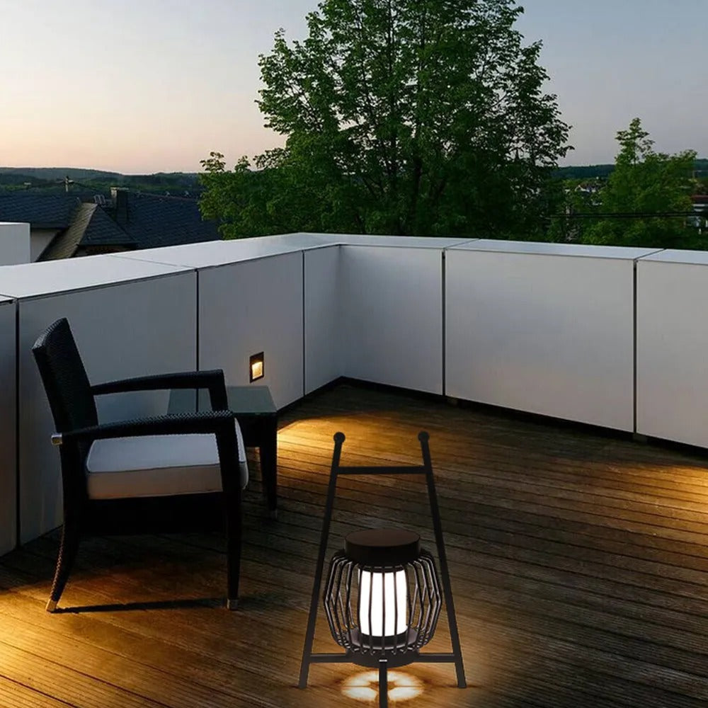 Ray Modern Laterne LED Außenleuchte Solar Schwarz Garten/Balkon/Flur Metall dia-38cm