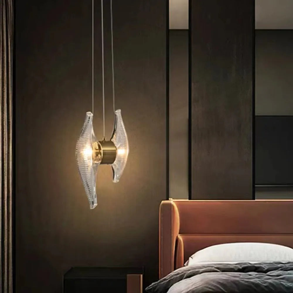 Kristy Design LED Pendelleuchte Gold Schlaf/Esszimmer Glas/Metall