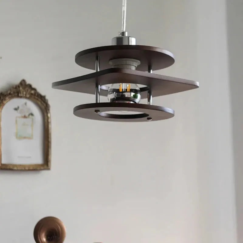 Valentina Vintage LED Pendelleuchte Metall/Walnuss Ess/Schlafzimmer