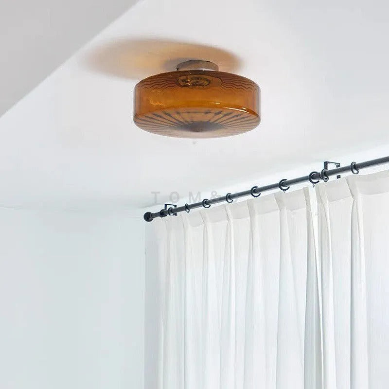 Arisha Rund Trommelförmige Deckenleuchte Metall Glas Küche Wohnzimmer
