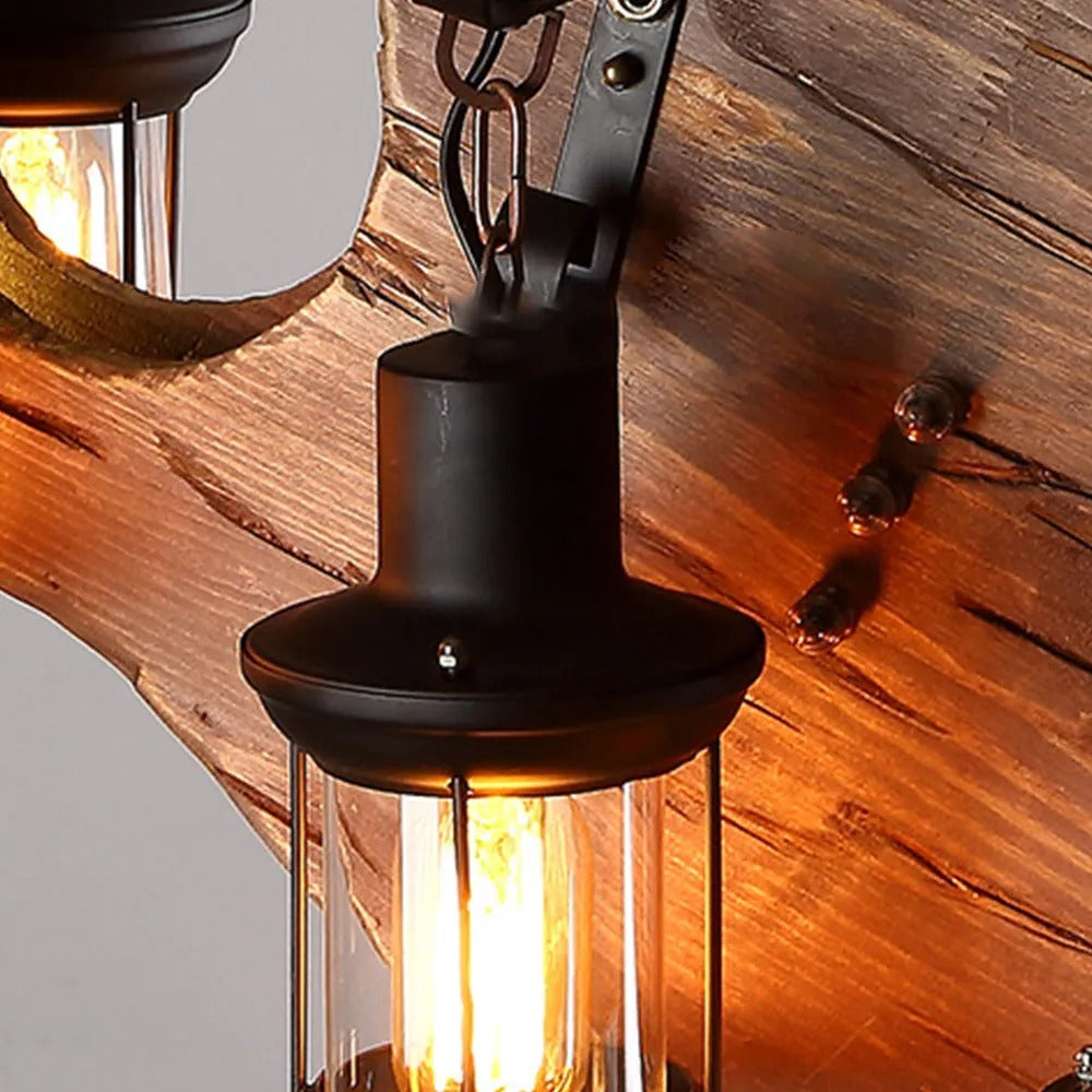 Epoch Vintage LED Pendelleuchte Guitar Käfig Wohnzimmer, Metall Holz