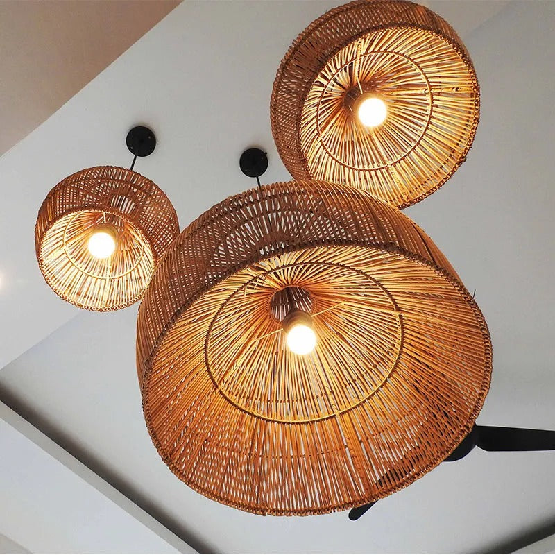 Muto Vintage Handgemacht Rattan Pendelleuchte Wohnzimmer