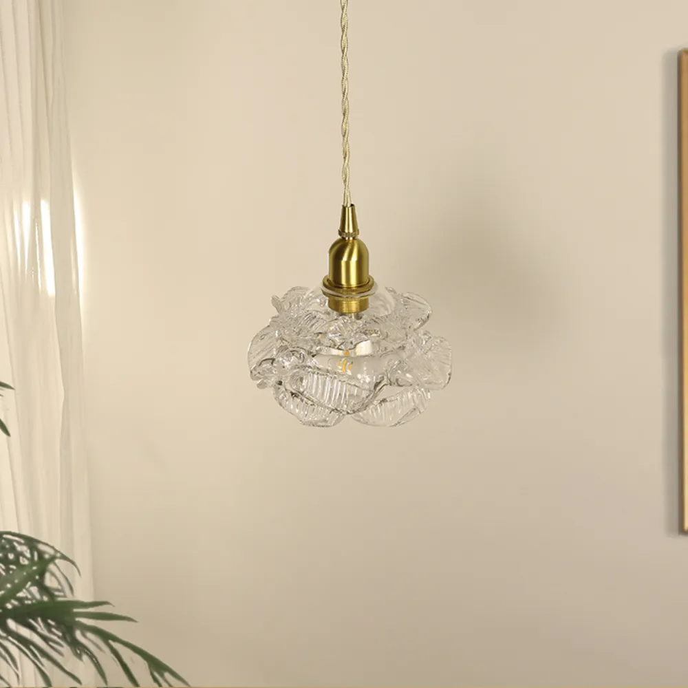 Valentina Romantisch Retro Rose Pendelleuchte Klarglas Schlafzimmer