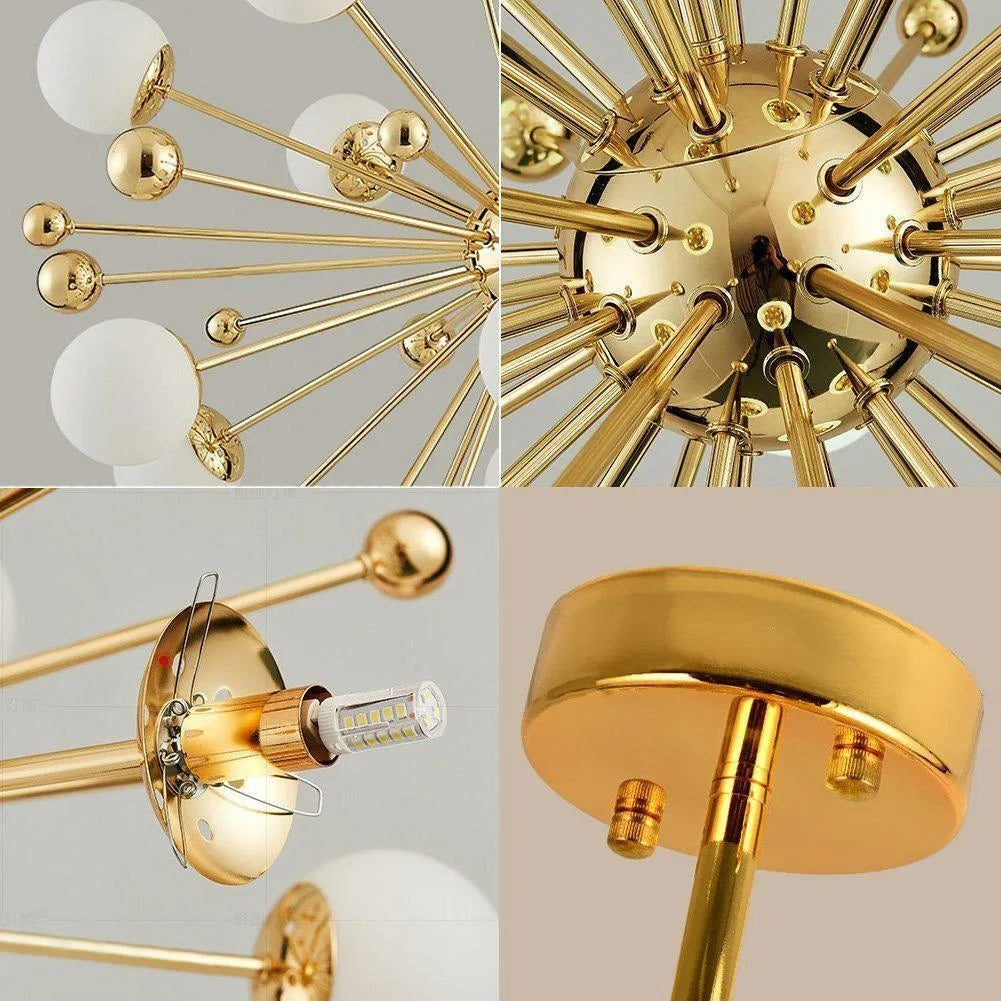 Valentina Nordic Firework LED Kronleuchter Gold Metall Wohnzimmer