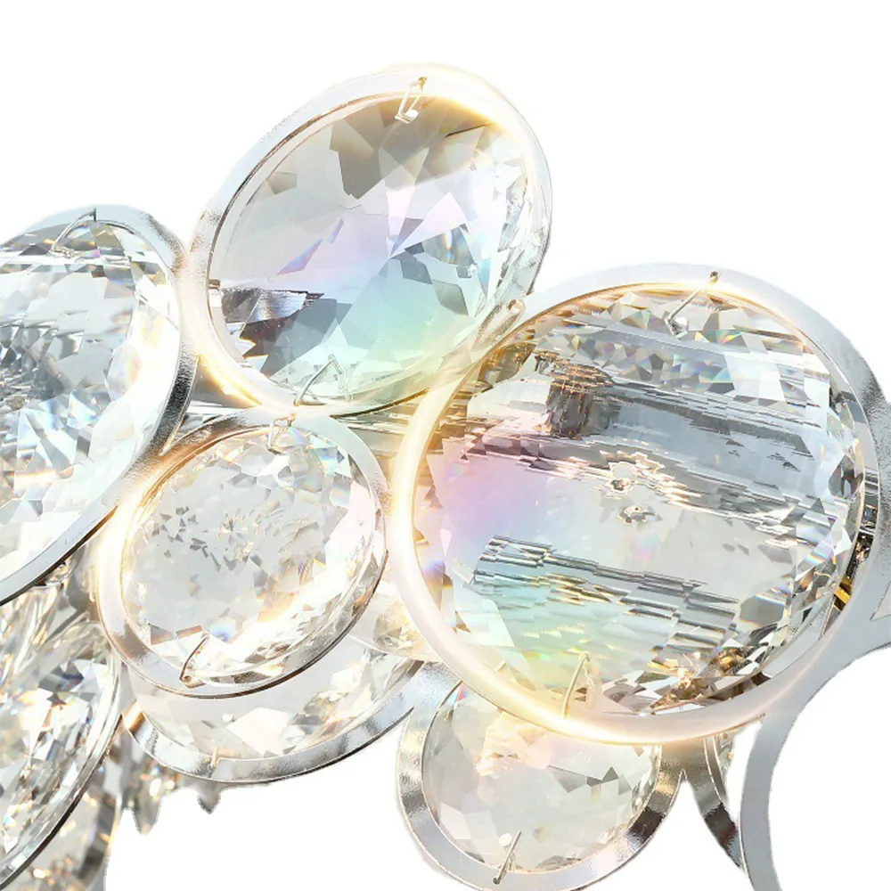 Kristy Moderne LED Rund Kronleuchter Kristall Metall Wohnzimmer