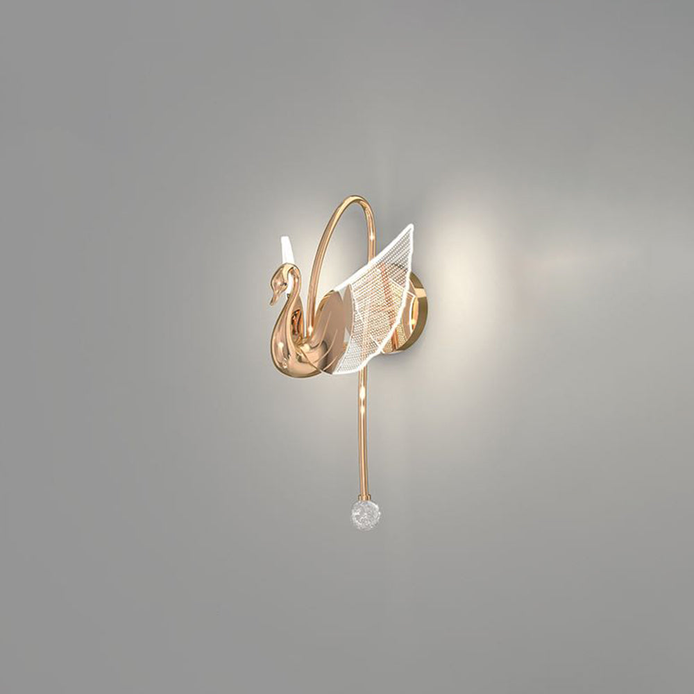 Arisha Deco Schwan LED Wandleuchte Gold/Rose Gold Schlaf/Wohnzimmer Acryl&Metall