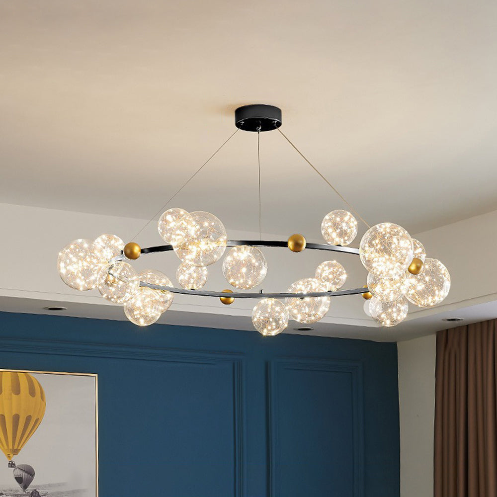 Valentina Kreis Kronleuchter Metall Glas Wohnzimmer Schlafzimmer Esszimmer