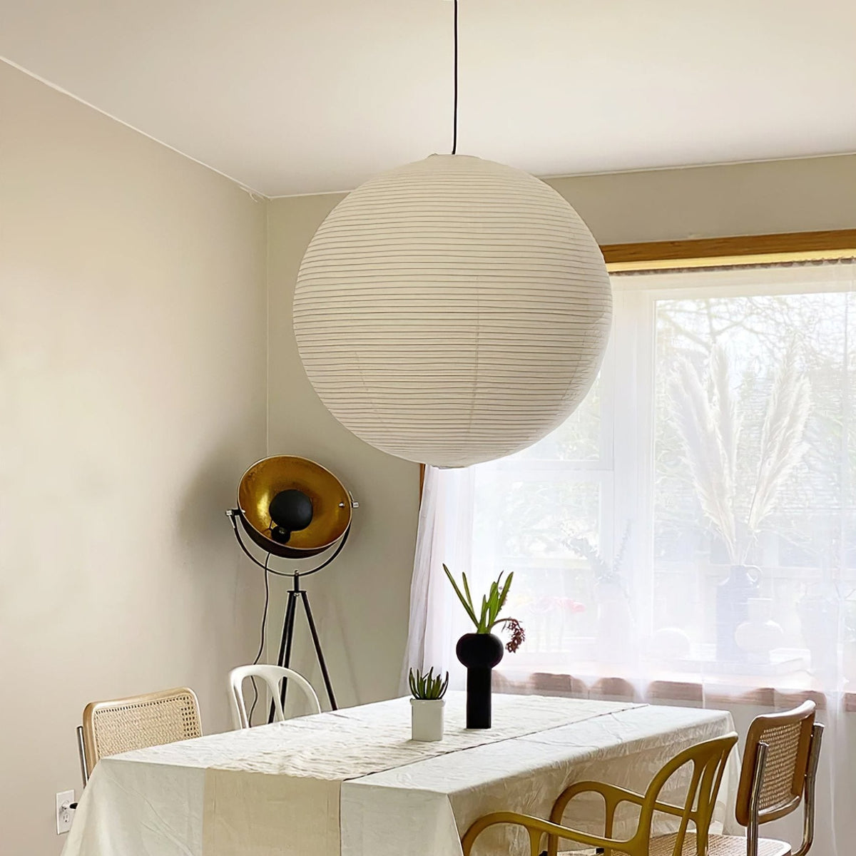 Noveno Pendelleuchte Bambus Washi-Papier rund