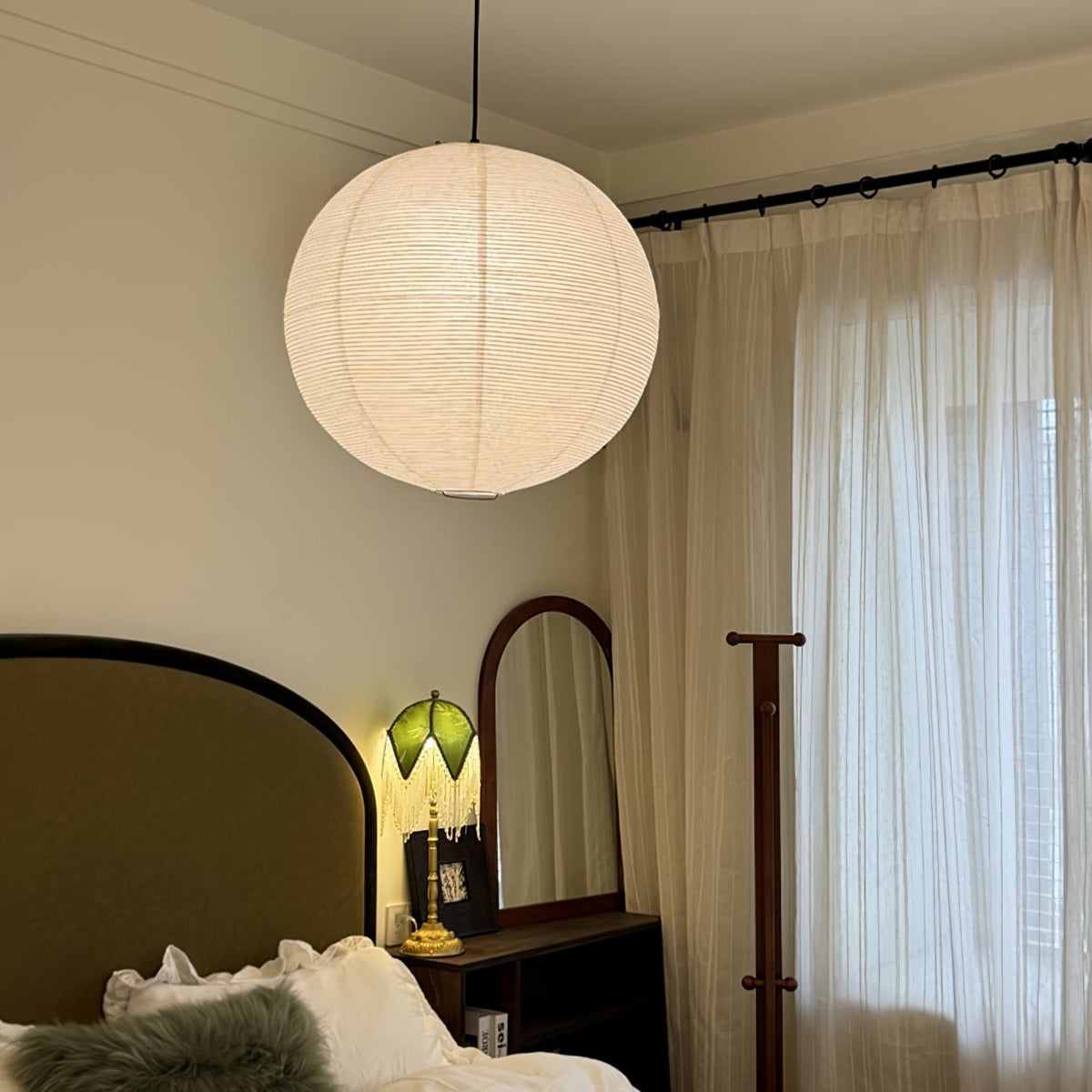 Noveno Pendelleuchte Bambus Washi-Papier rund