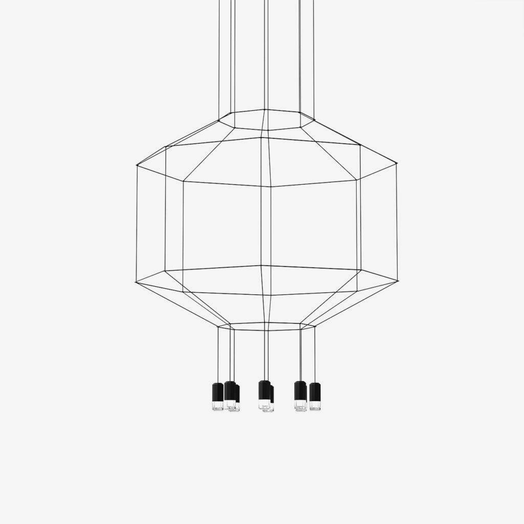 Elaalora Pendelleuchte Geometrisches Drahtdesign Schwarz LED