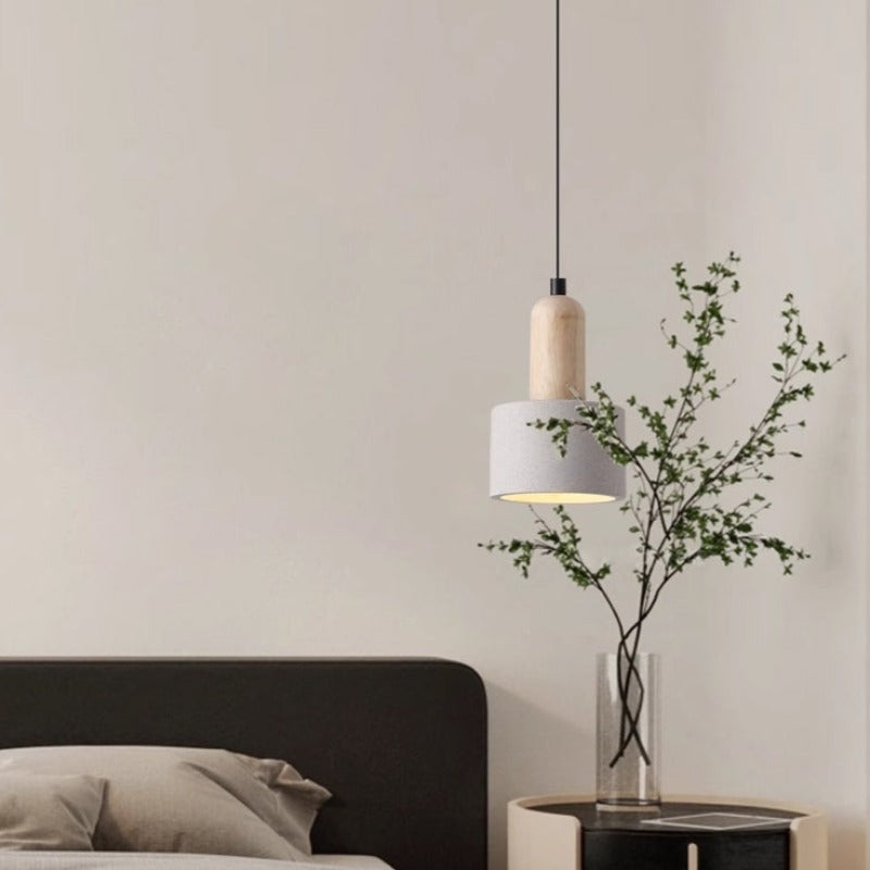 Muto Modern LED Pendelleuchte Weiß Holz Glas Schlafzimmer