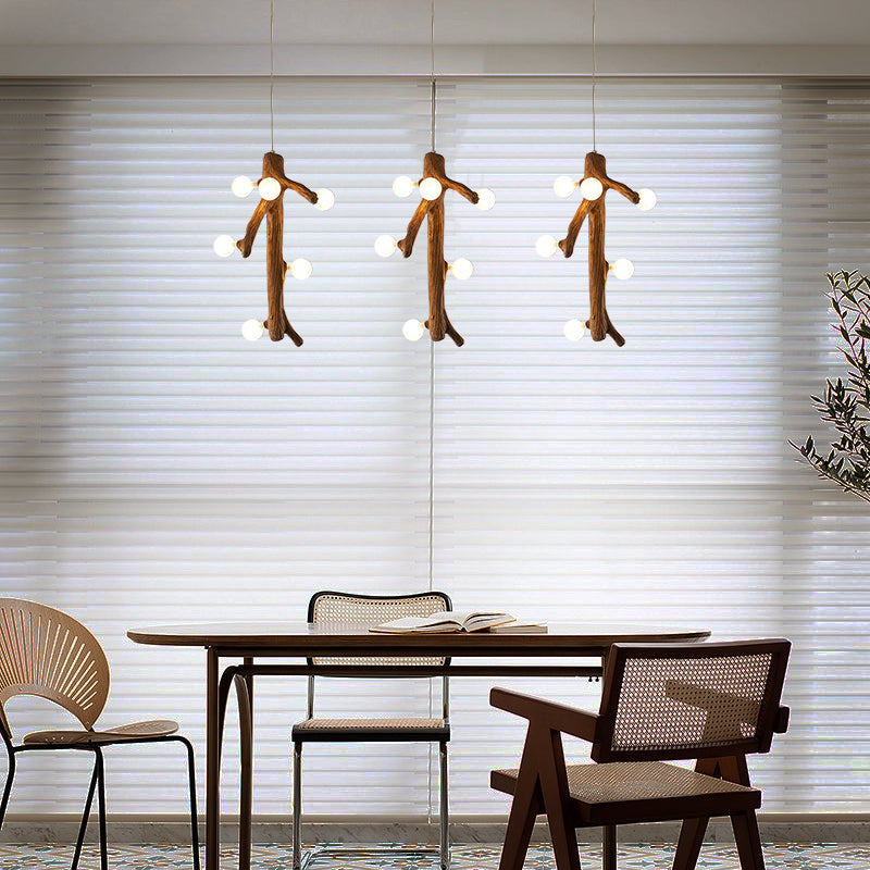 Epoch Nordisch LED Kronleuchter Holz Wohn/Esszimmer/Schlafzimmer