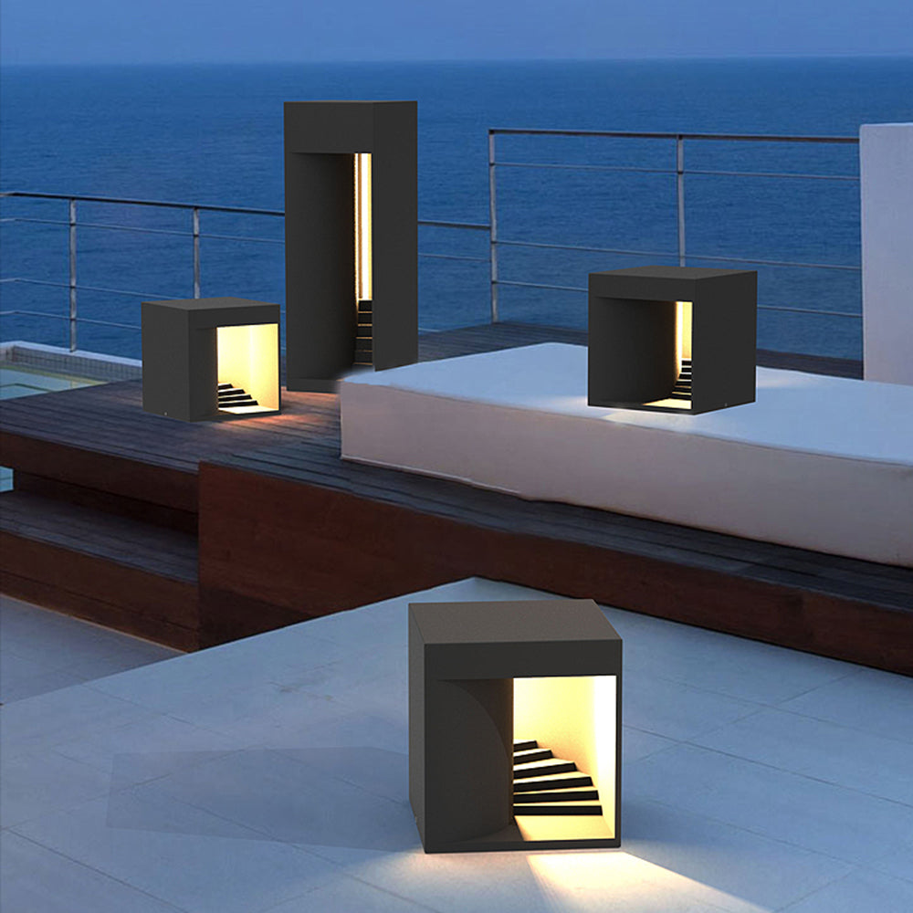 Ray Moderne Design Quadratische LED Außenleuchte Schwarz Garten-Flur Metall 3 Größen 27cm-43cm-73cm