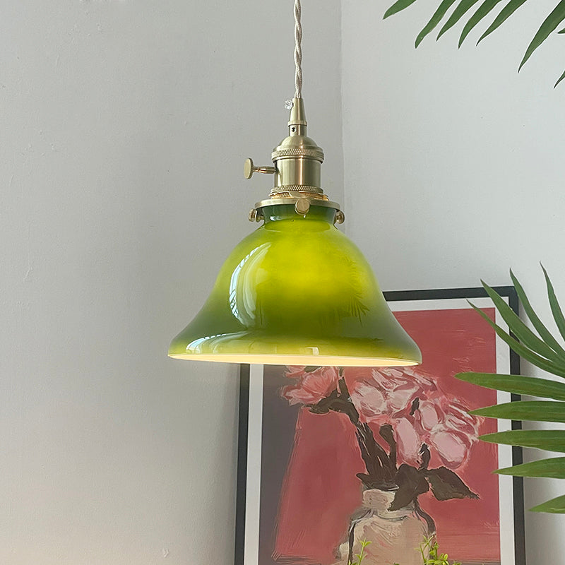 Valentina Rustikal Vintage LED Pendelleuchte Grün Glas Esszimmer