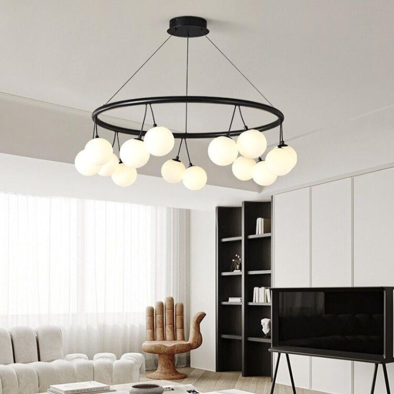 Valentina Nordic LED Kronleuchter Schwarz Metall/Glas Esszimmer/Wohnzimmer/Schlafzimmer