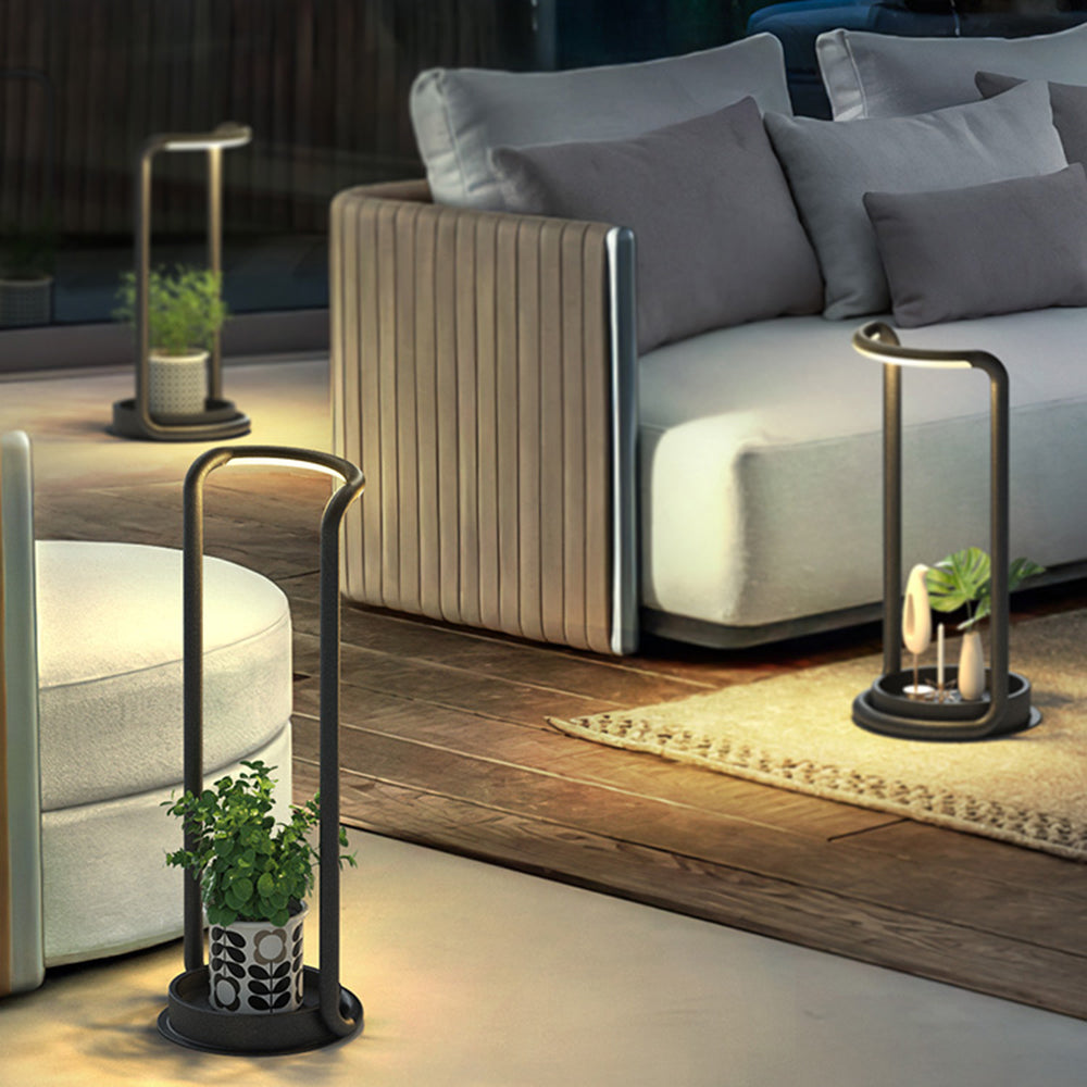 Ray Modern rechteckige Solar LED Stehleuchte Außenbereich schwarz Garten/Terrasse Metall Acryl