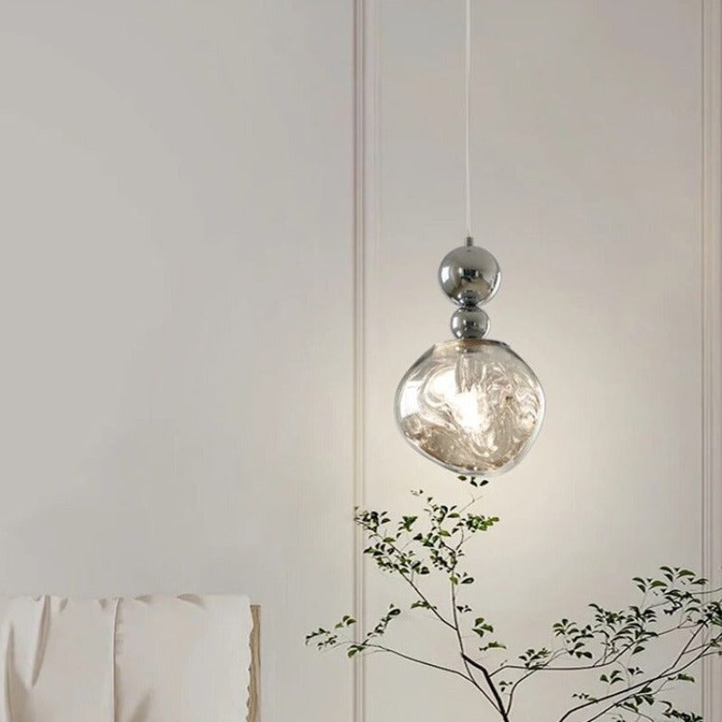 Valentina Retro LED Pendelleuchte Chrom Metall/Acryl Schlafzimmer