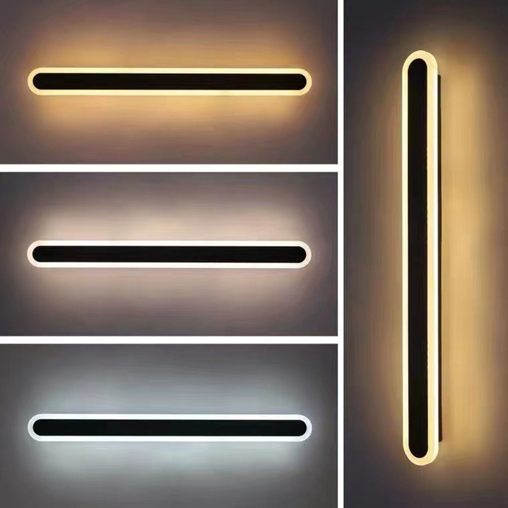 Arisha Linear LED Dimmbar Außenwandleuchte Schwarz Flur Terrasse Metall