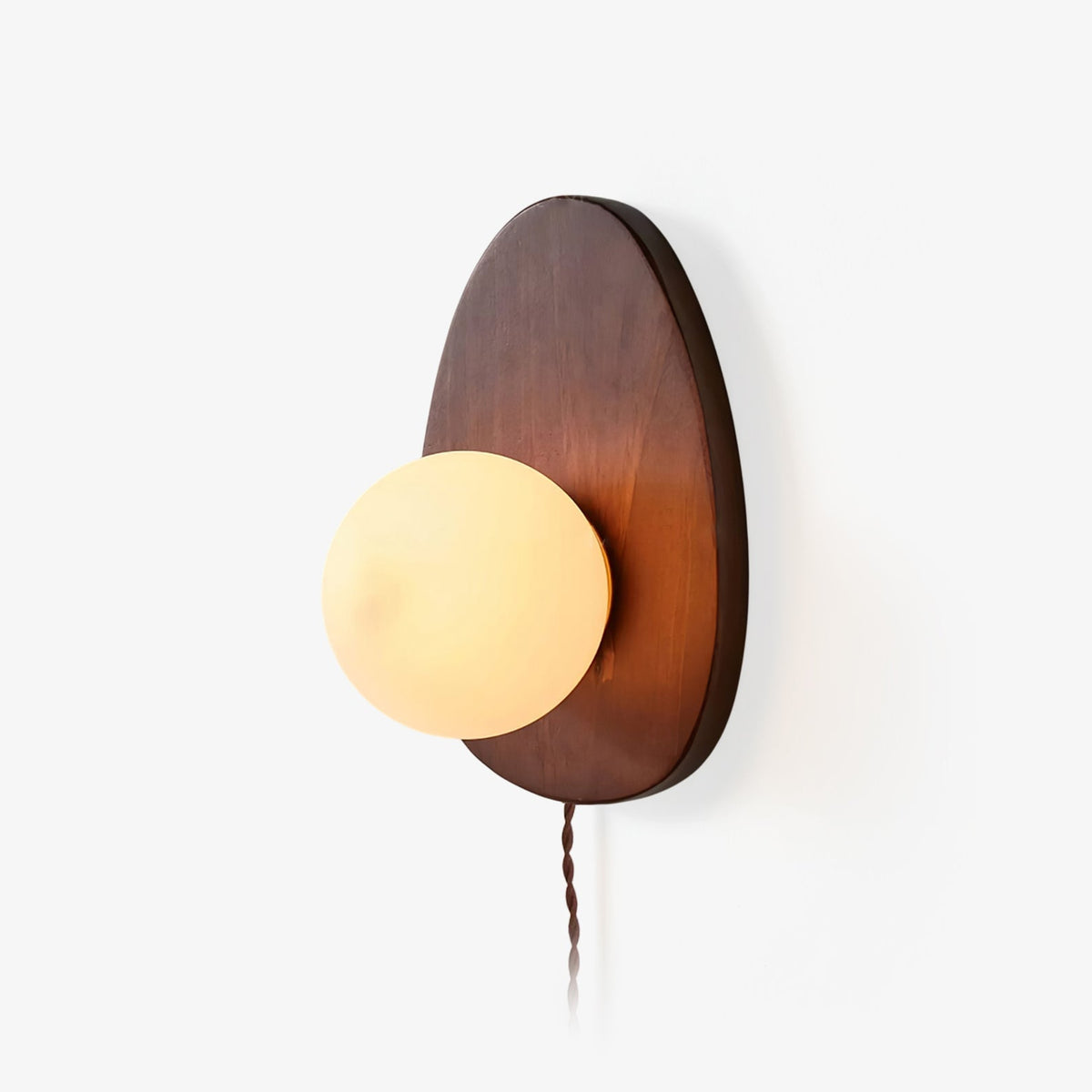 Nylaeiel skandinavisch Art Wandleuchte aus Walnuss-Holz mit Glas und Stecker