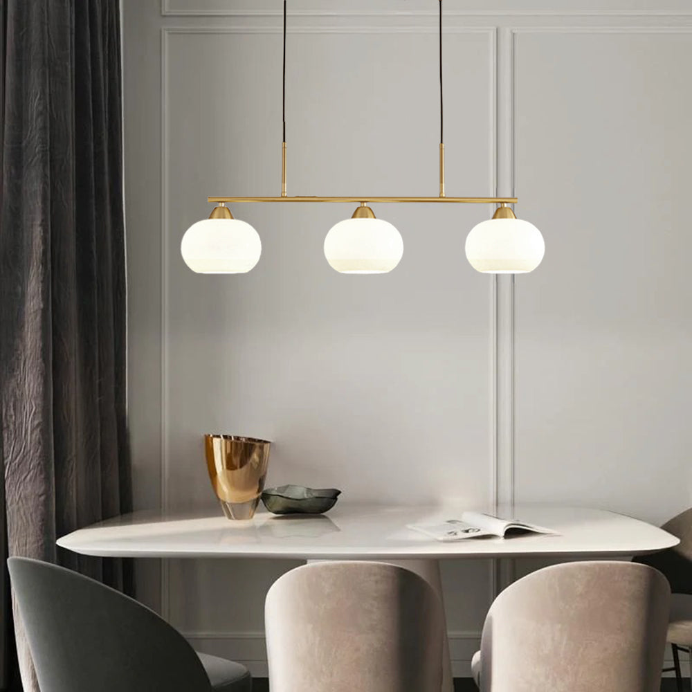 Valentina Modern LED Pendelleuchte Schwarz/Gold Esszimmer Esstisch Metall&Glas 3/4-Flammig 100CM/135CM Lang