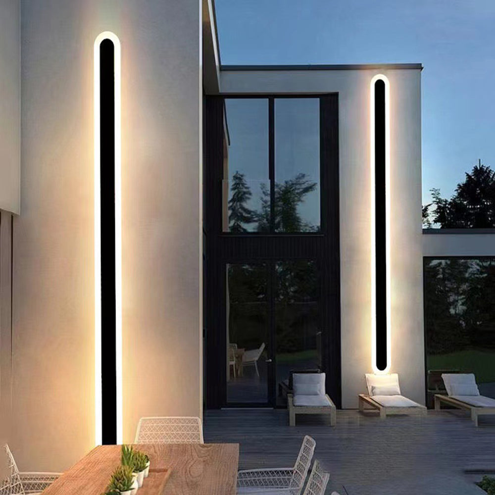 Arisha Linear LED Dimmbar Außenwandleuchte Schwarz Flur Terrasse Metall