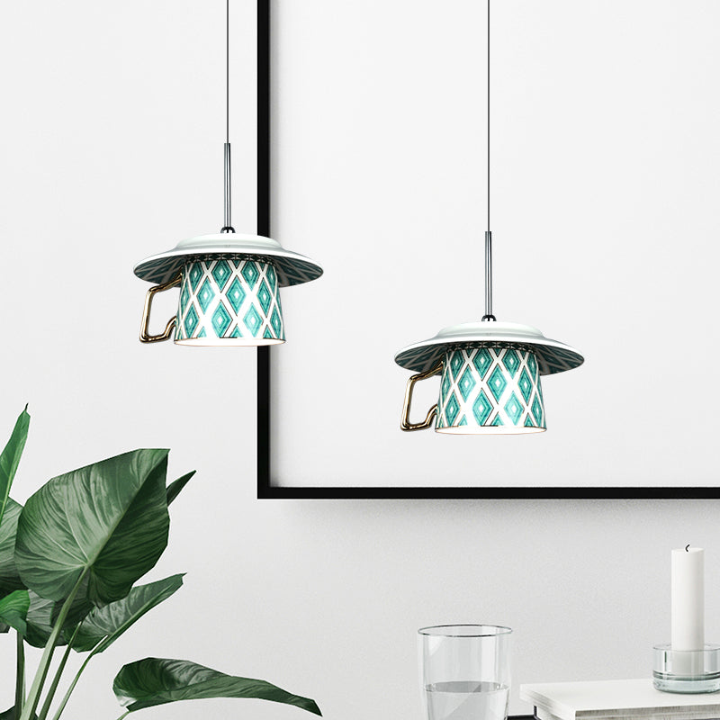 Valentina Vintage Argyle Muster Keramik Pendelleuchte Schlafzimmer