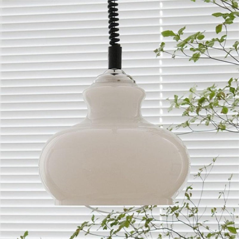 Valentina Retro LED Pendelleuchte Grün Weiß Orange Glas Wohnzimmer