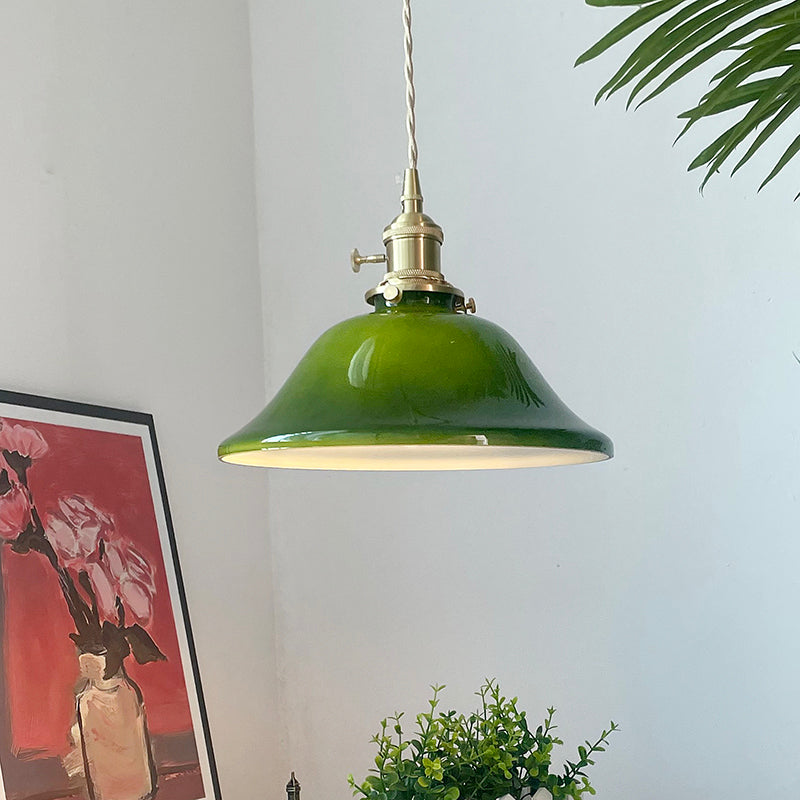 Valentina Rustikal Vintage LED Pendelleuchte Grün Glas Esszimmer