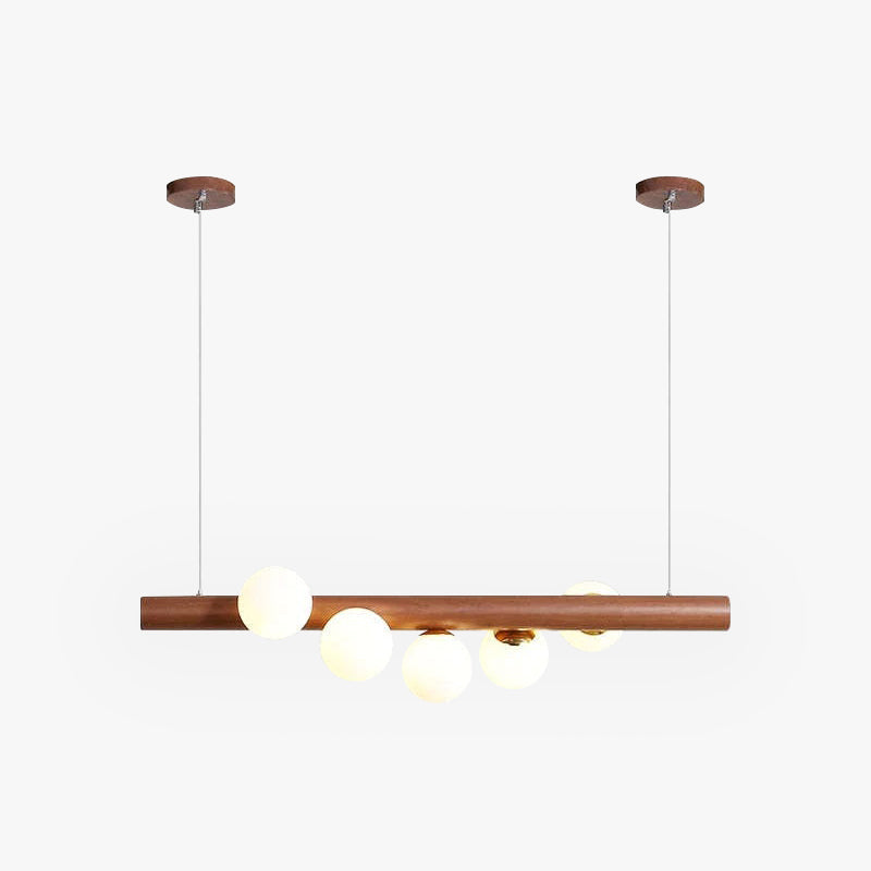 Valentina Design LED Pendelleuchte Kugel Linear EssWohn/Schlafzimmer Holz/Glas