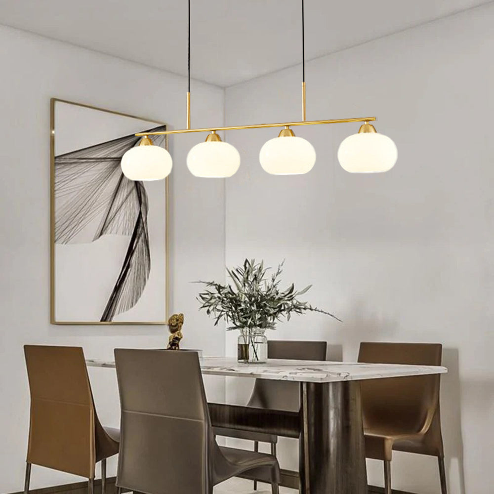 Valentina Modern LED Pendelleuchte Schwarz/Gold Esszimmer Esstisch Metall&Glas 3/4-Flammig 100CM/135CM Lang