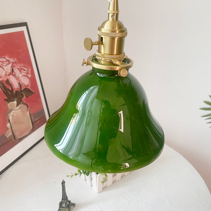 Valentina Rustikal Vintage LED Pendelleuchte Grün Glas Esszimmer