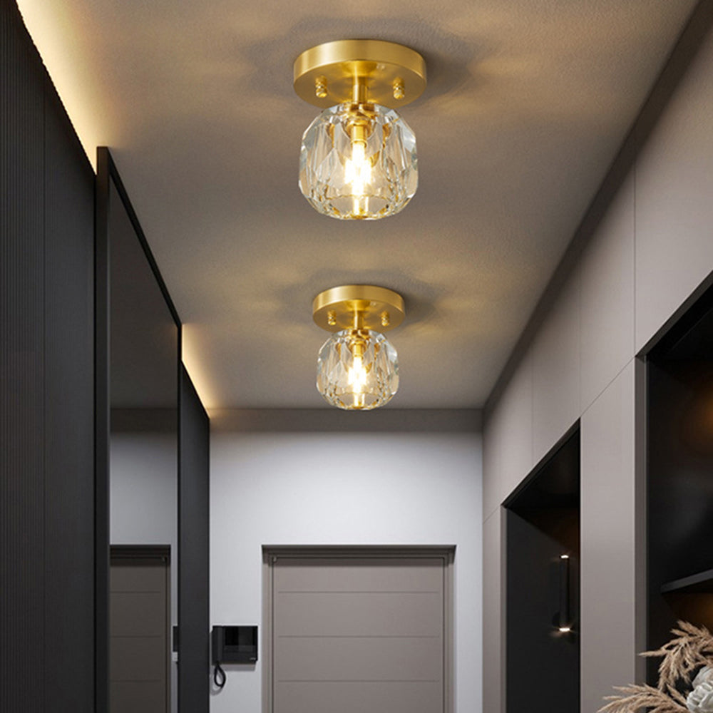 Kristy Modern LED Deckenleuchte Gold Schlaf/Wohnzimmer Flur Kupfer Kristall S/L