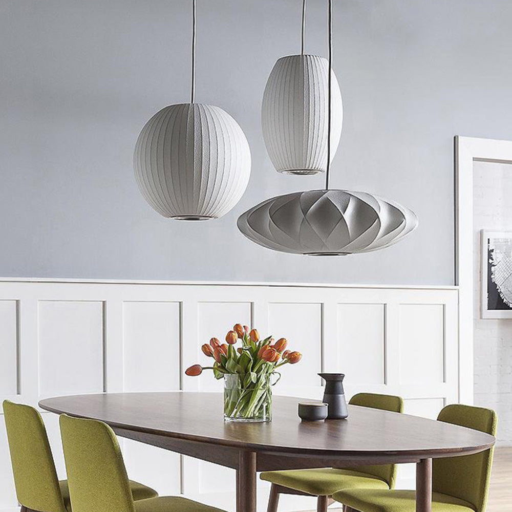 Ritta Modern LED Pendelleuchte Weiß Wohnzimmer/Esstisch Metall&Stoff